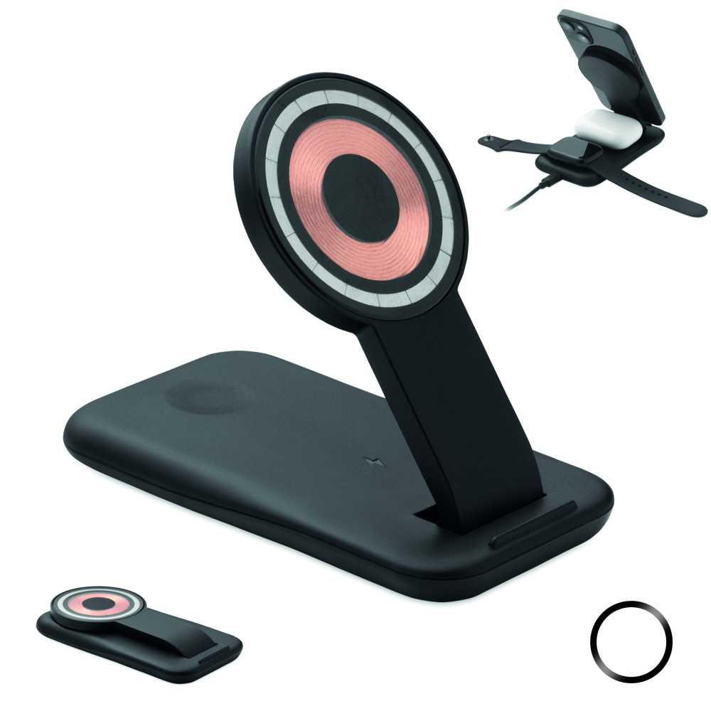 Logo trade promotional giveaways picture of: 3 in 1 wireless charger 15W